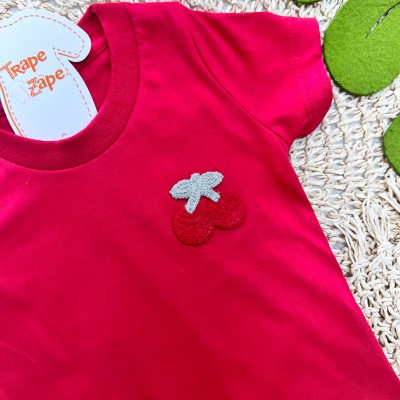 Conj. Blusa Cerejas e Short - Vermelho